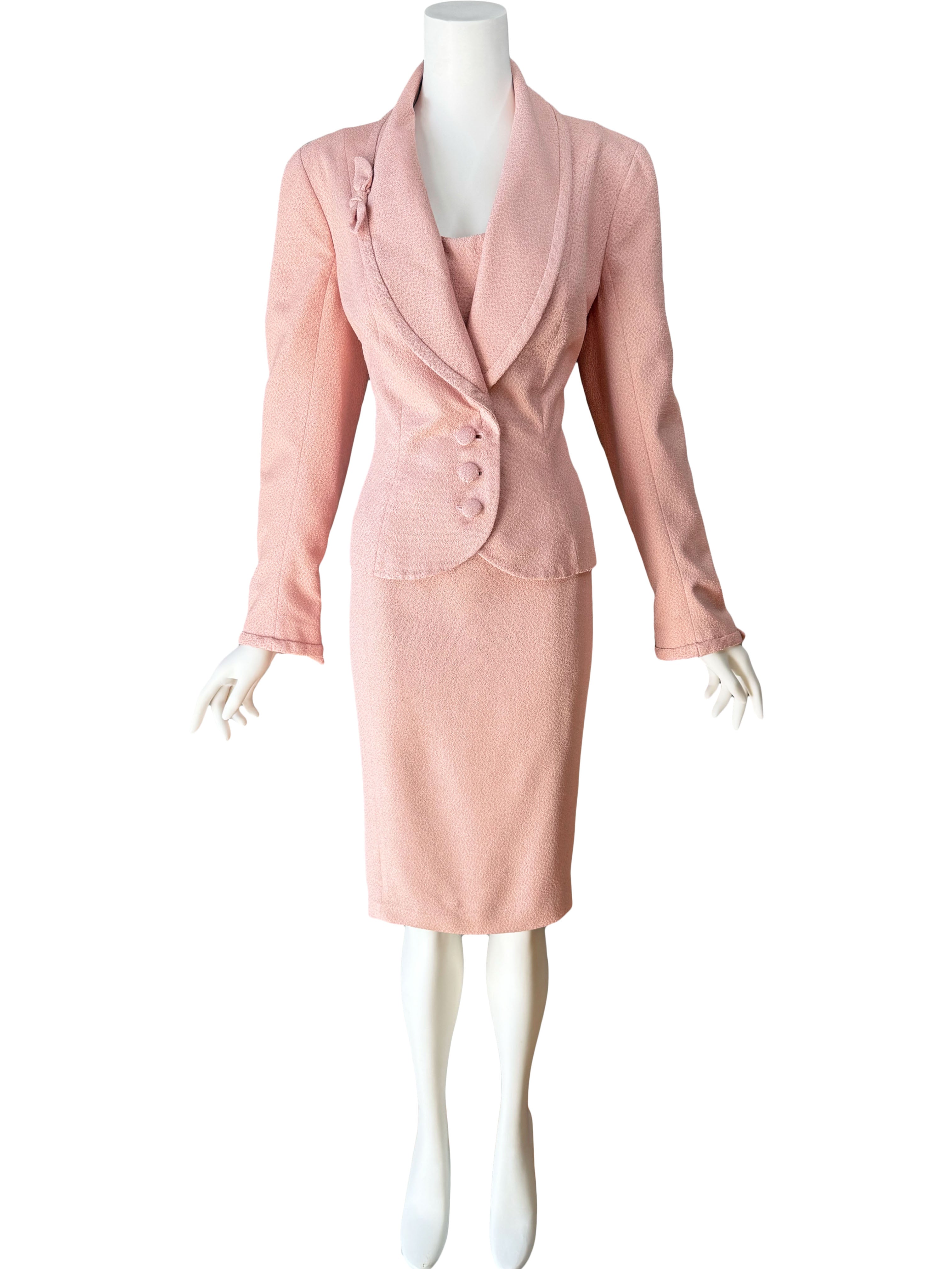 John Galliano S/S 1999 Ballet Pink Silk Dress & Jacket Set