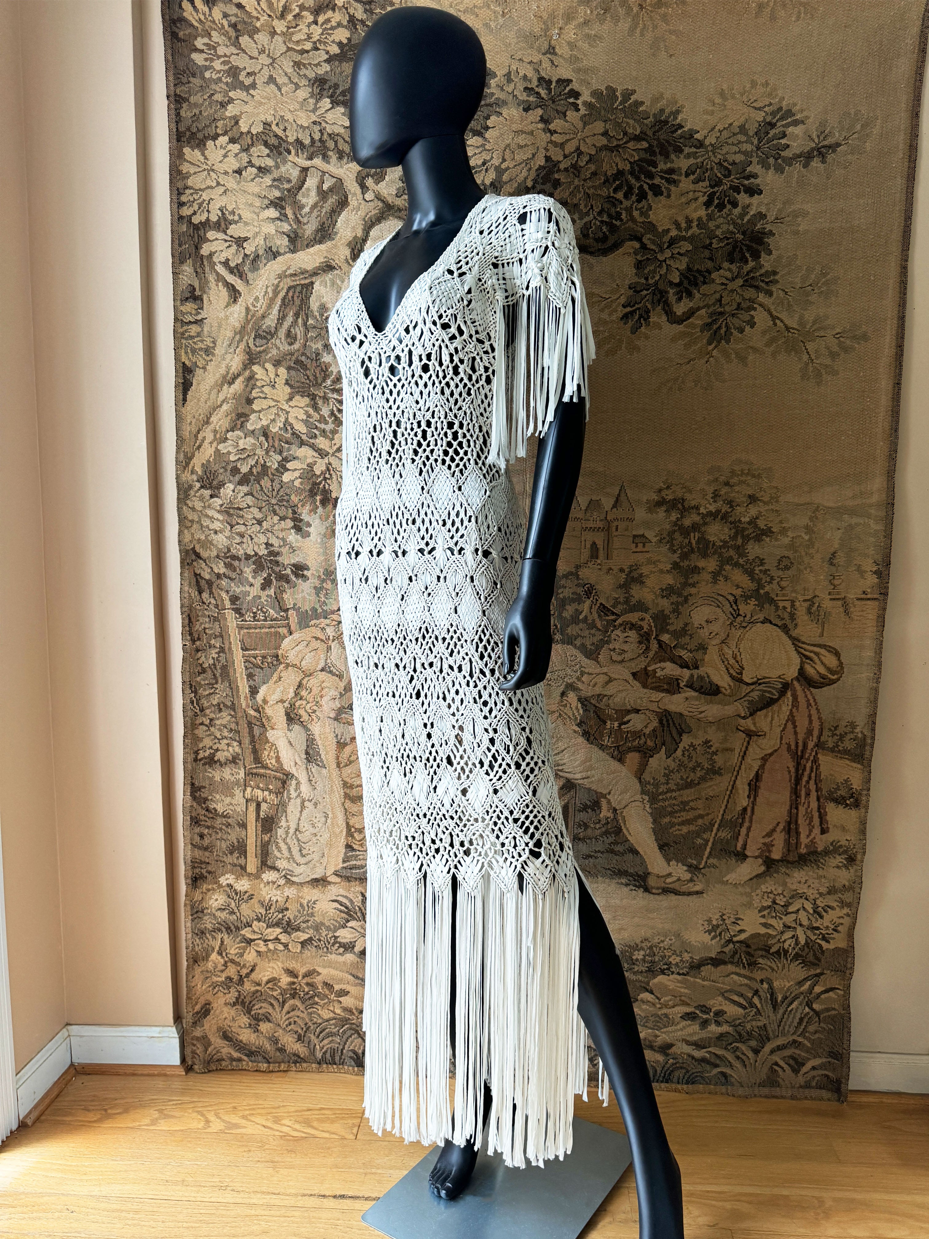 1930s Art Deco Handmade Macrame Maxi Dress – Sweet Disorder Vintage