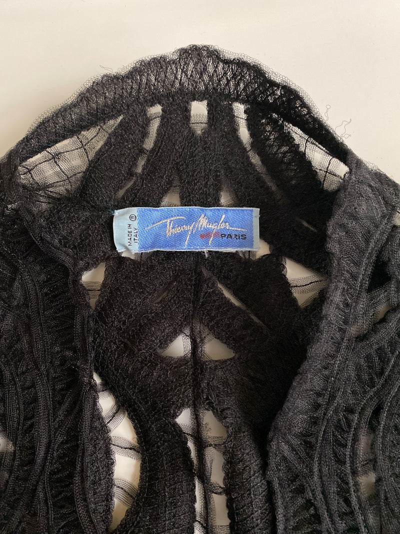 Thierry Mugler 1990s Black Ribbon Lace Jacket