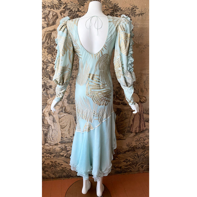 Judy Hornby Couture 1980s Ruffled Silk Dress