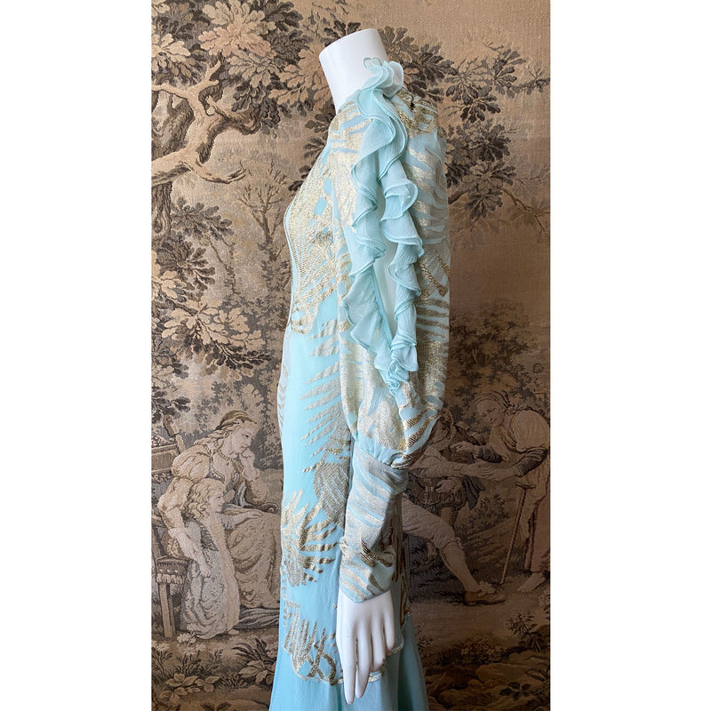 Judy Hornby Couture 1980s Ruffled Silk Dress