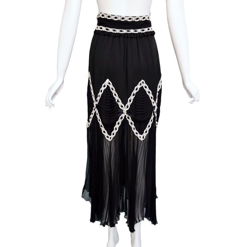 Moschino Couture 1990s Lace & Chiffon Skirt