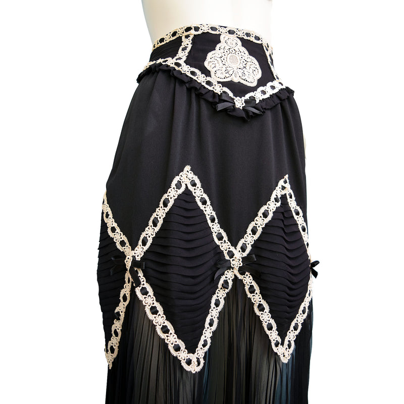 Moschino Couture 1990s Lace & Chiffon Skirt