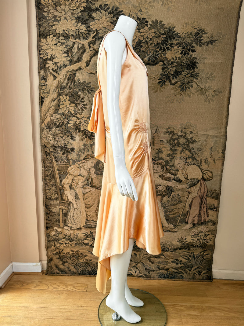 1920s Art Deco Satin Dress