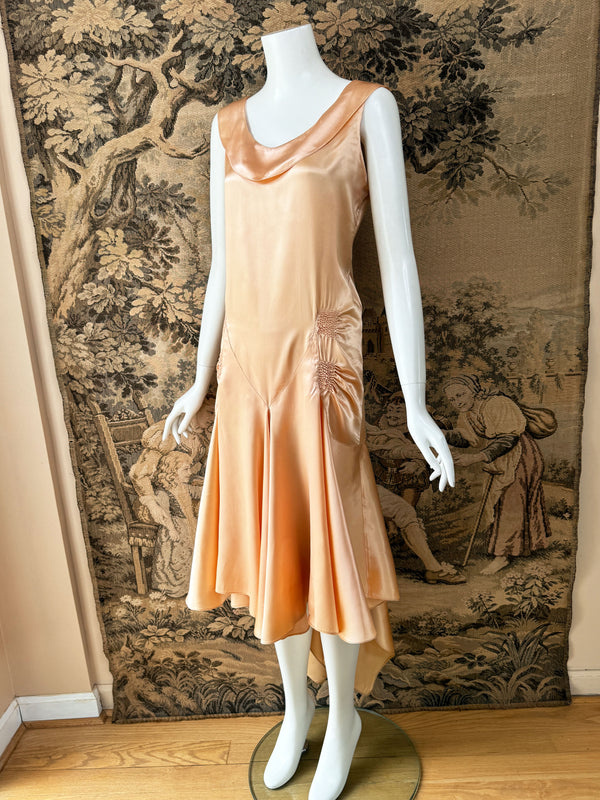 1920s Art Deco Satin Dress