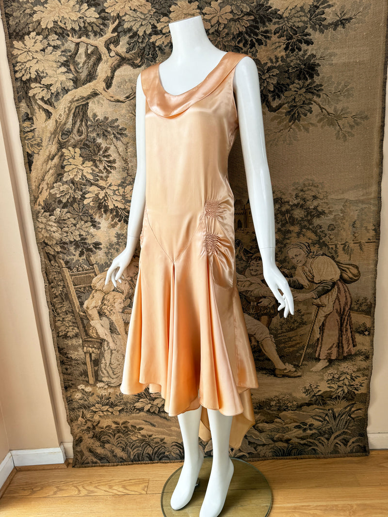 1920s Art Deco Satin Dress