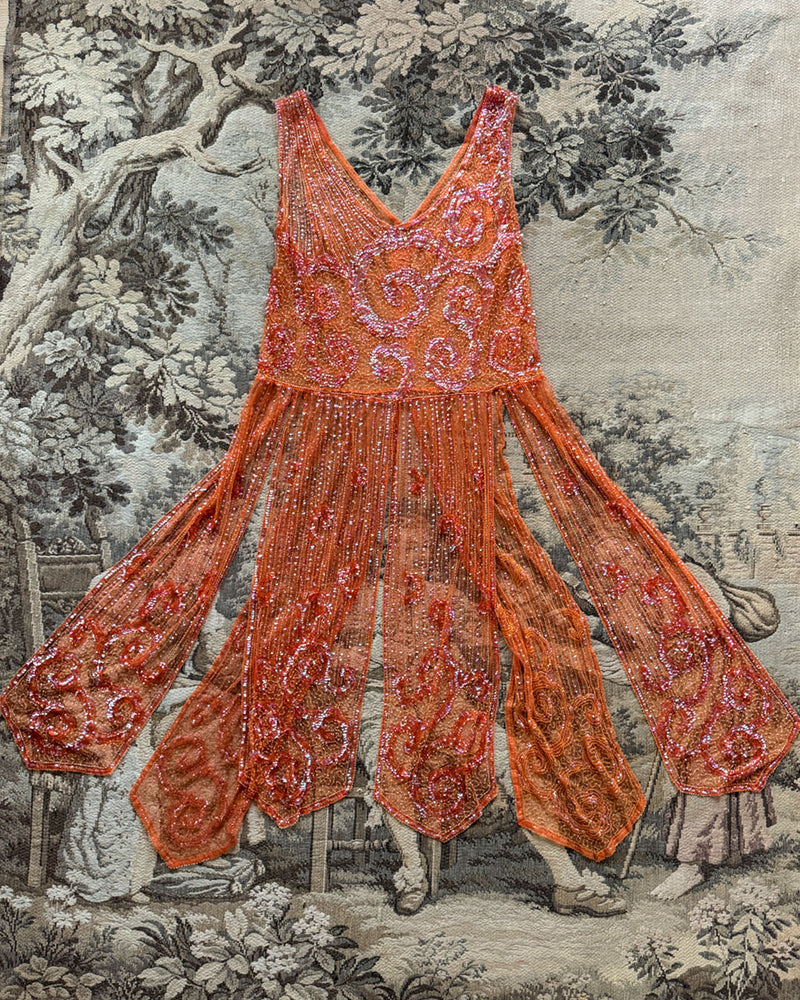 1920s Iridescent Sequin Embellished Net Dress