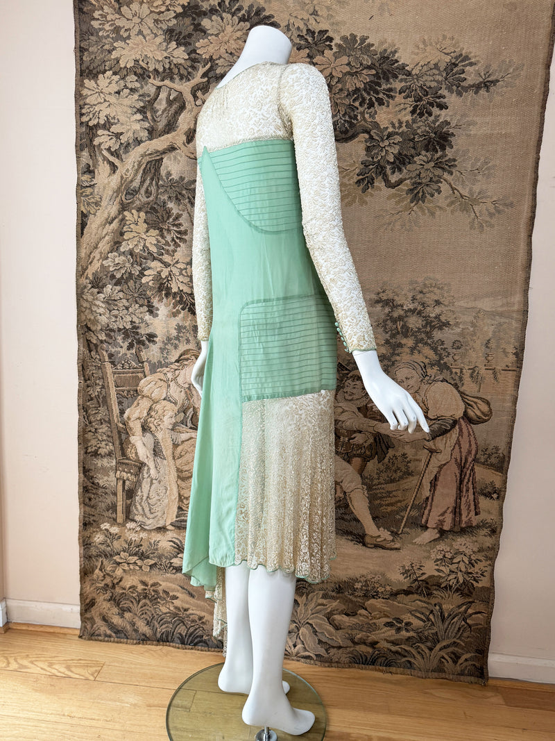 1920s Silk & Lace Day Dress