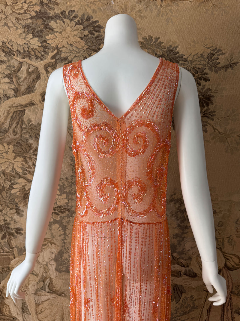 1920s Iridescent Sequin Embellished Net Dress