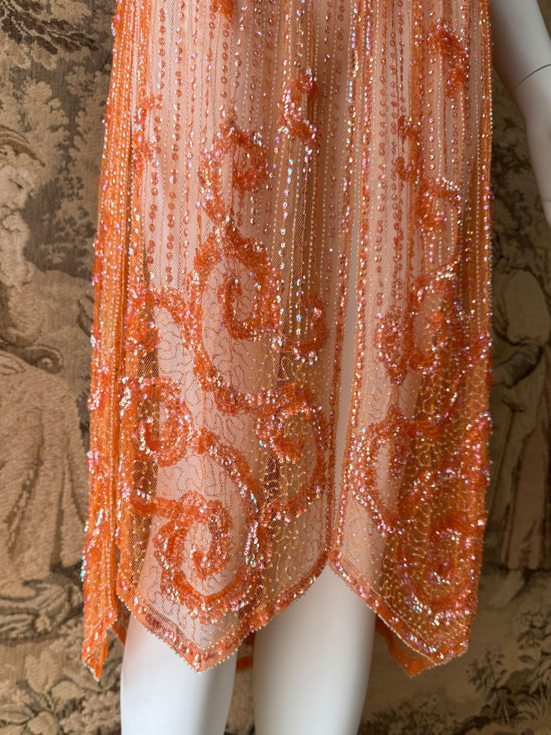 1920s Iridescent Sequin Embellished Net Dress