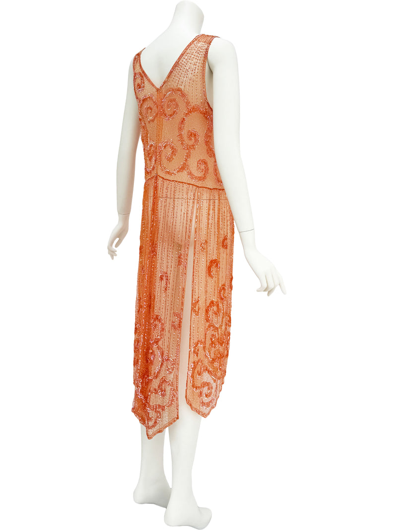 1920s Iridescent Sequin Embellished Net Dress