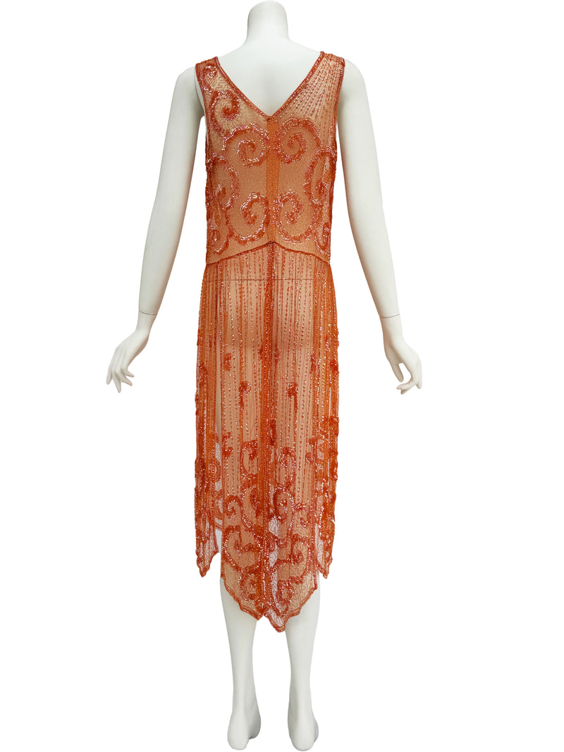 1920s Iridescent Sequin Embellished Net Dress