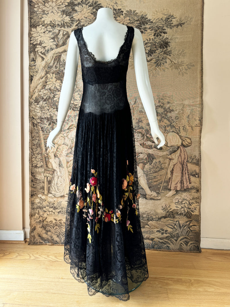 1920s Embellished Chantilly Lace Dress