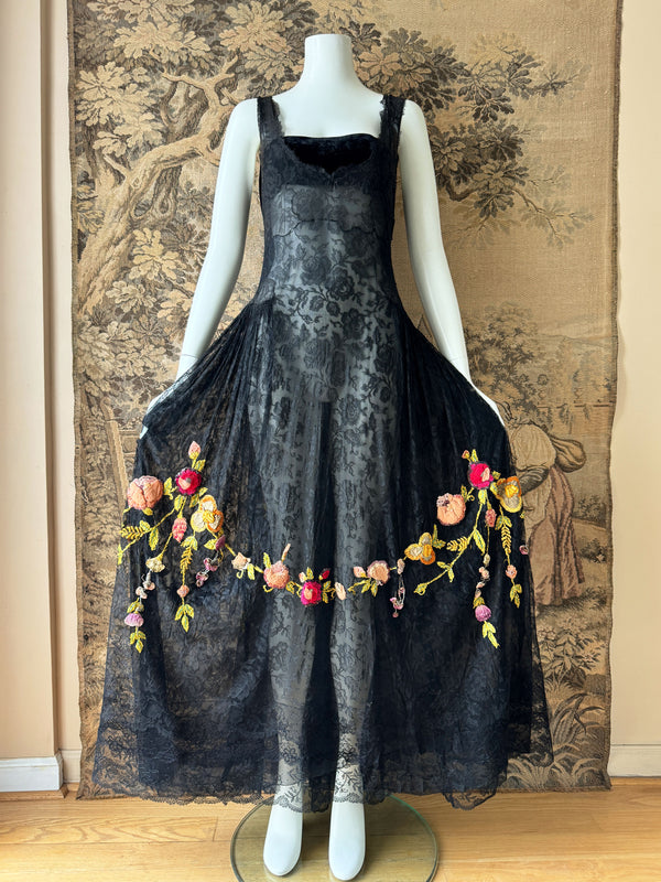 1920s Embellished Chantilly Lace Dress