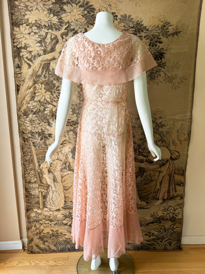 1930s Blush Pink Broderie Dress