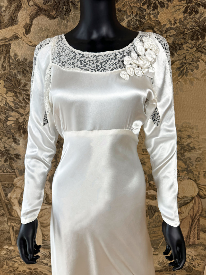 Art Deco 1930s Lace & Satin Wedding Dress