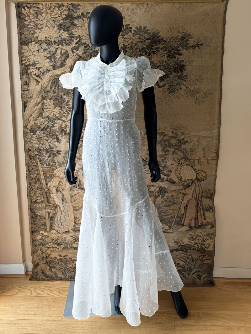 1930s Ruffled Silk Organza Dress