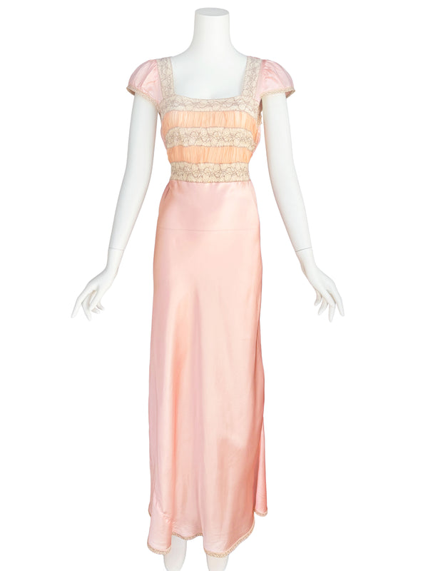 1930s Lace & Chiffon Slip Dress