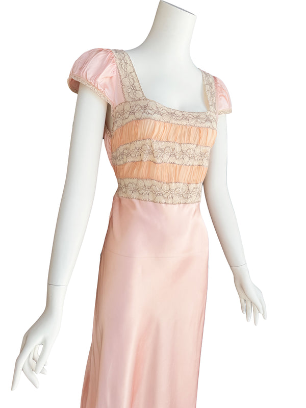 1930s Lace & Chiffon Slip Dress