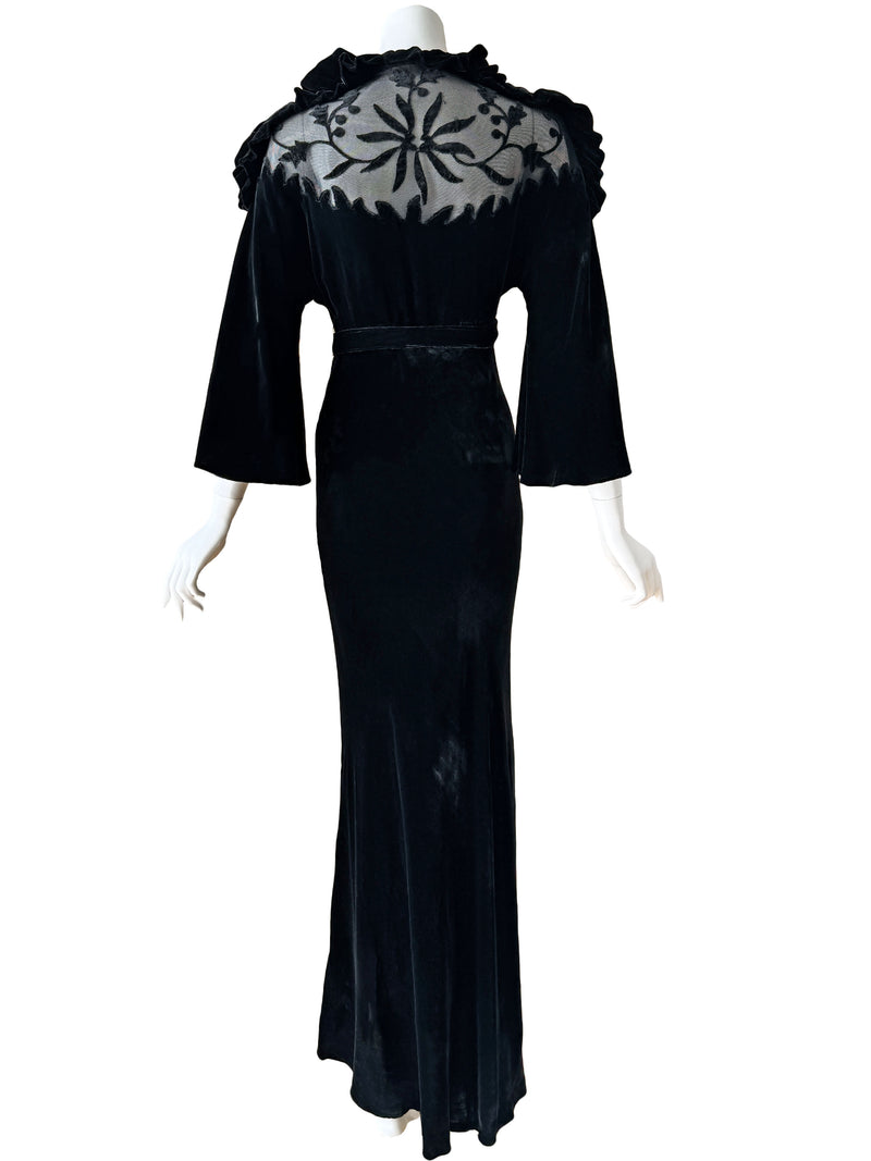 Art Deco 1930s Illusion & Velvet Maxi Dress Sweet Disorder Vintage Art Deco 1930s Illusion & Velvet Maxi Dress Sweet Disorder Vintage