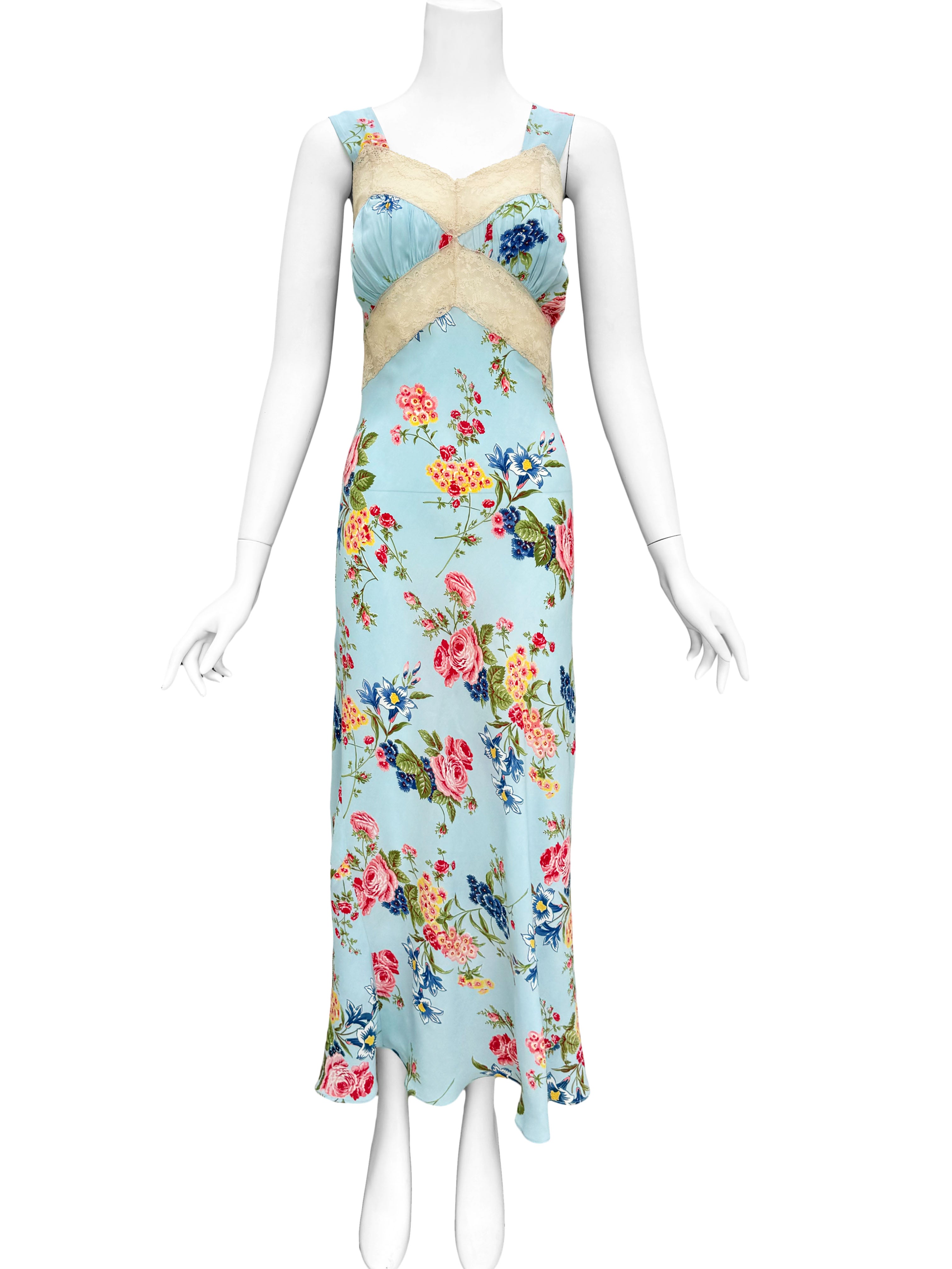 1940s Sky Blue Floral Chiffon Slip Dress – Sweet Disorder Vintage