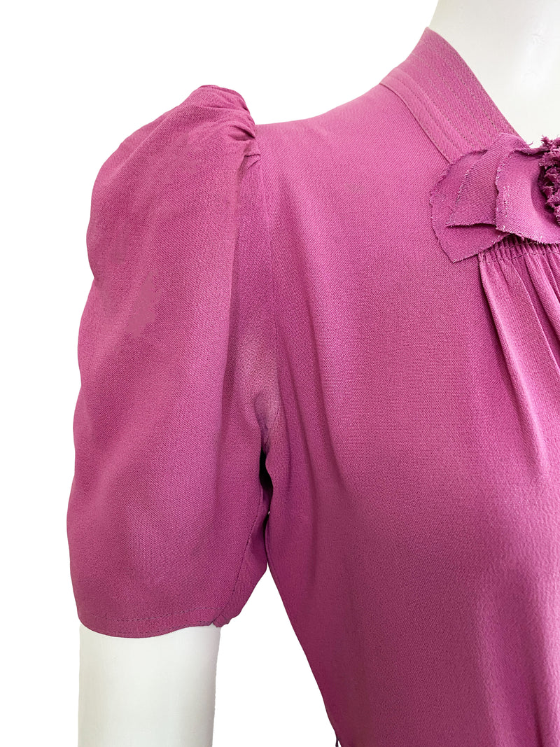 1940s Orchid Purple Crepe Dress