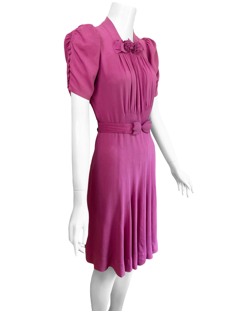 1940s Orchid Purple Crepe Dress