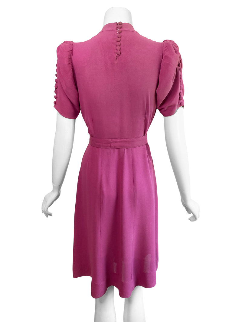 1940s Orchid Purple Crepe Dress