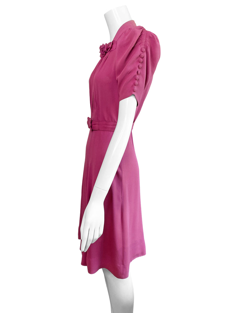 1940s Orchid Purple Crepe Dress