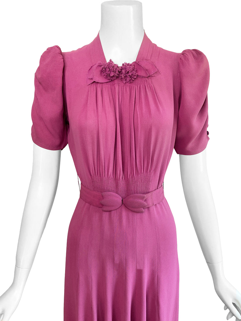 1940s Orchid Purple Crepe Dress