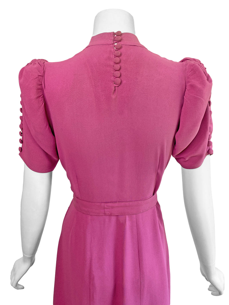 1940s Orchid Purple Crepe Dress