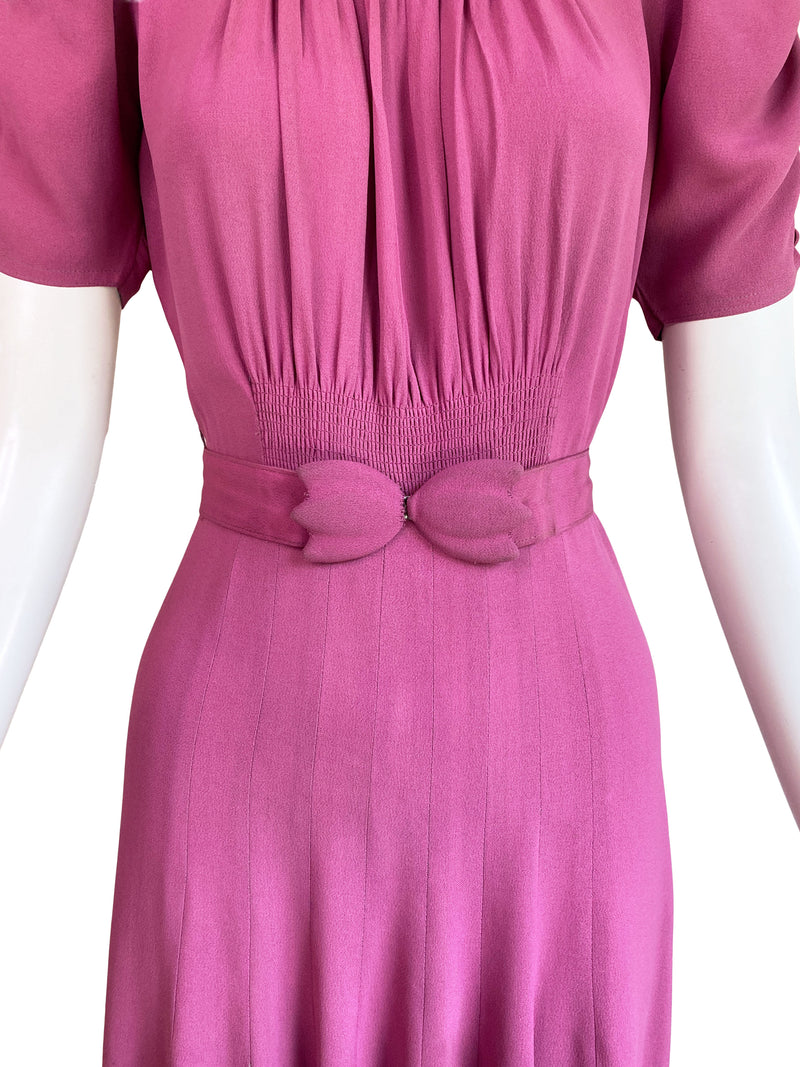 1940s Orchid Purple Crepe Dress