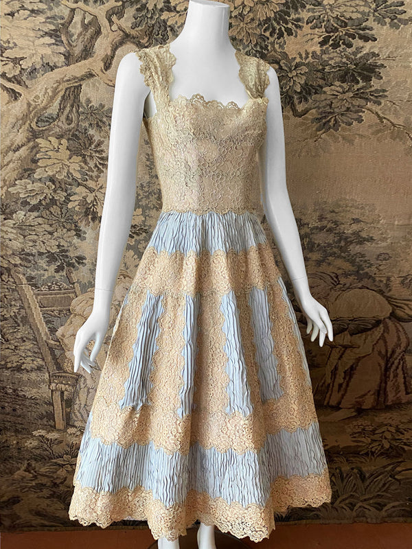 1950s Silk & Lace Party Dress