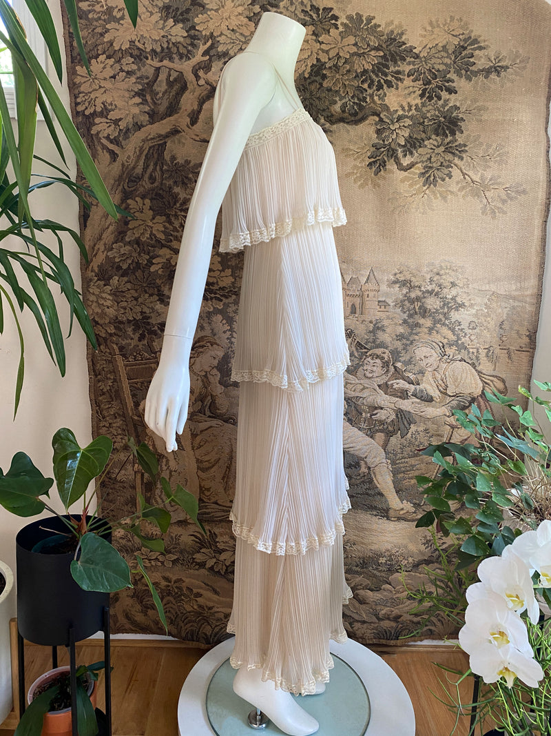 Marita 1970s Pleated Maxi Dress