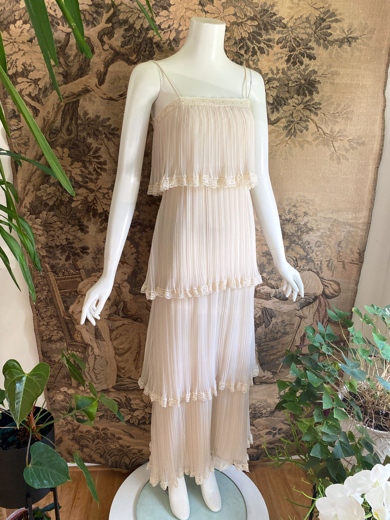 Marita 1970s Pleated Maxi Dress