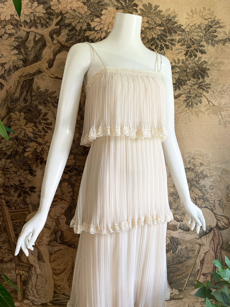 Marita 1970s Pleated Maxi Dress