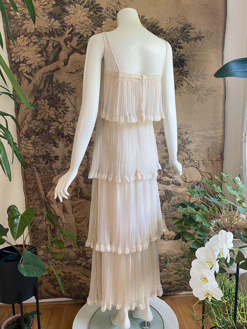 Marita 1970s Pleated Maxi Dress