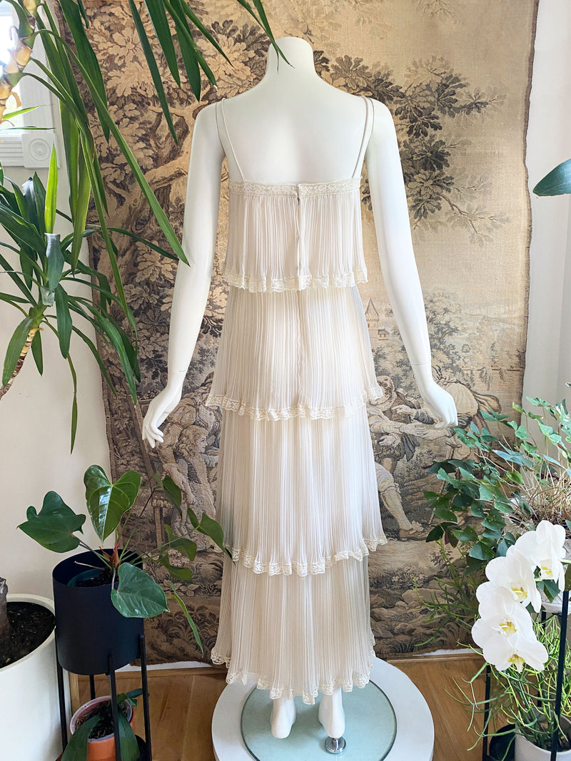 Marita 1970s Pleated Maxi Dress
