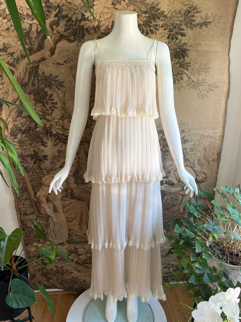Marita 1970s Pleated Maxi Dress