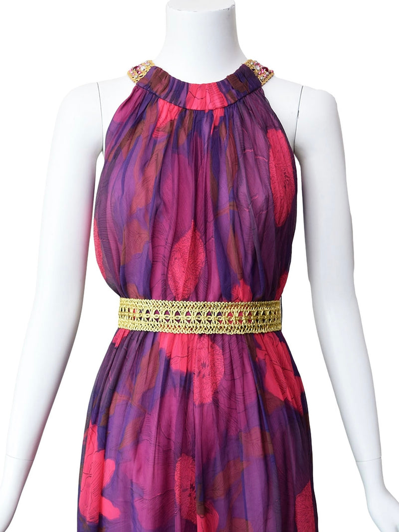 1960s Floral Chiffon Jumpsuit