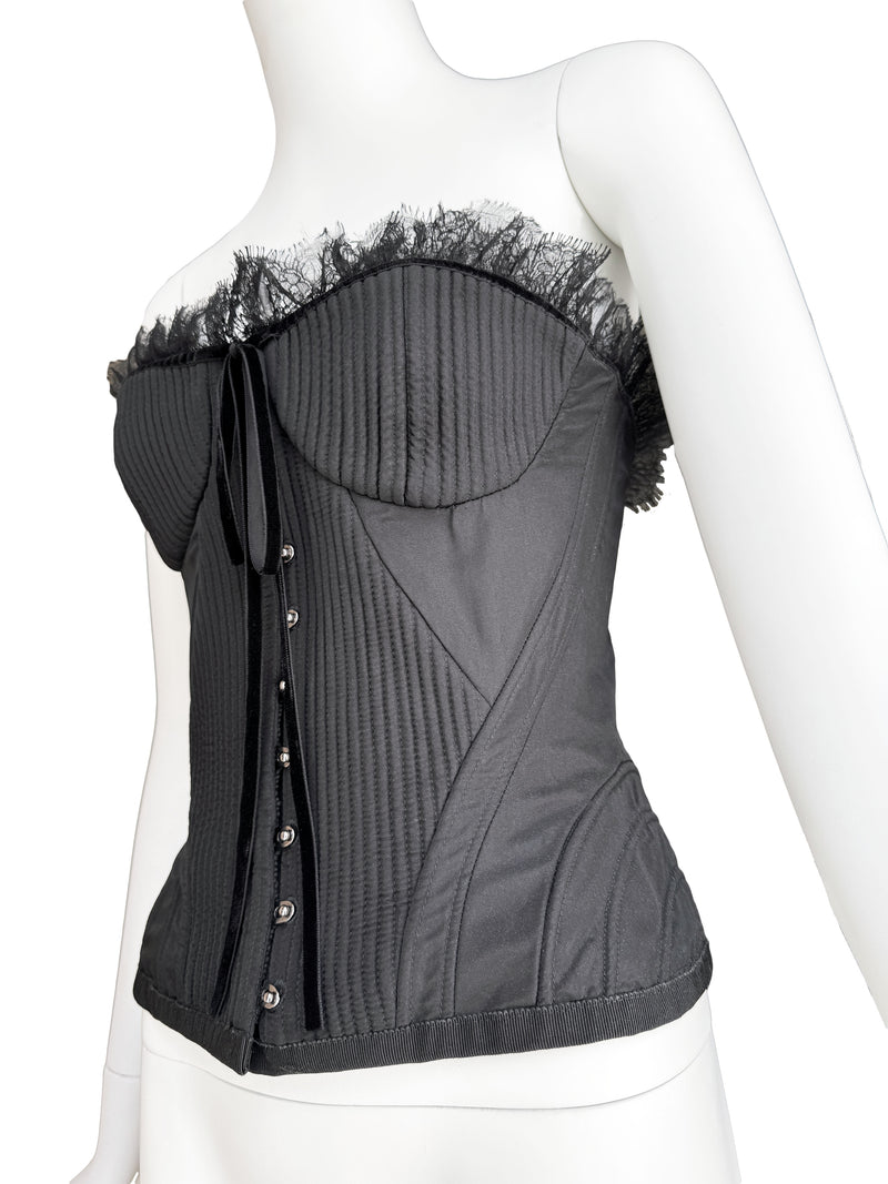 Alexander McQueen A/W 2002 'Supercalifragilistic' Black Silk Corset Top
