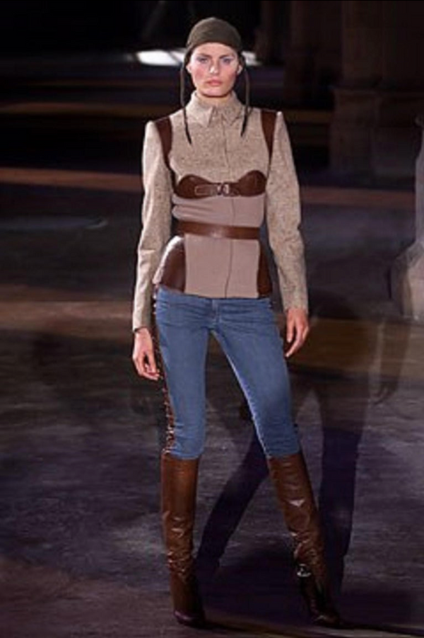 Alexander McQueen A/W 2002 'Supercalifragilistic' Denim Leather Lace Up  Jeans