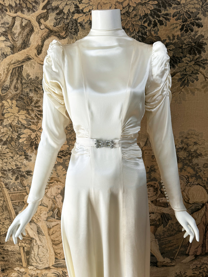 Art Deco 1930s Satin Wedding Dress