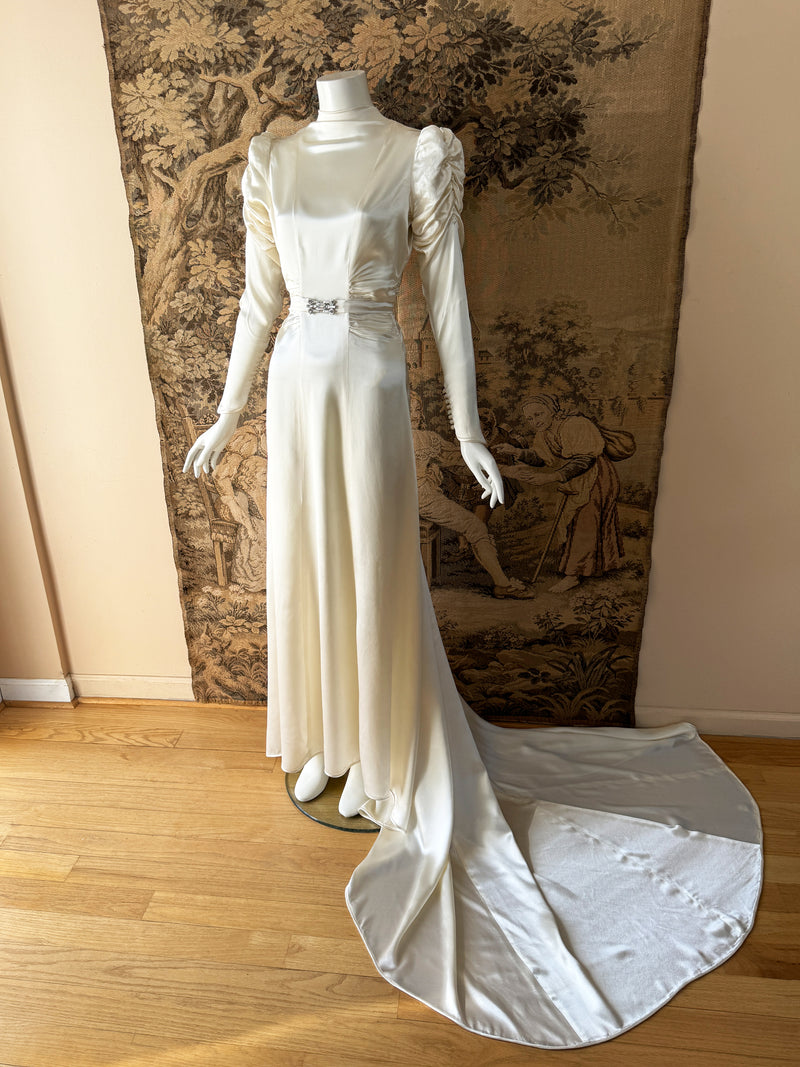 Art Deco 1930s Satin Wedding Dress