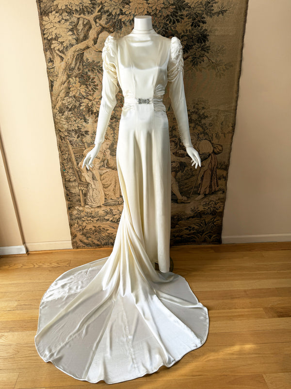Art Deco 1930s Satin Wedding Dress
