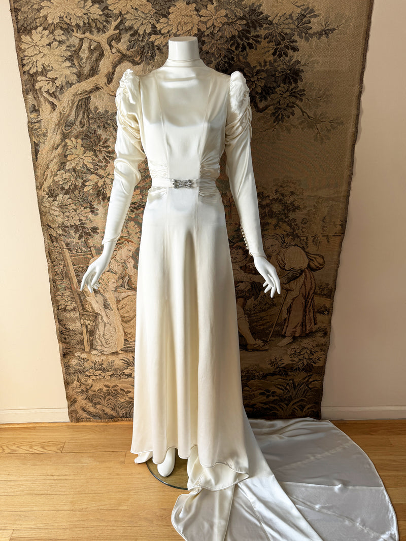 Art Deco 1930s Satin Wedding Dress