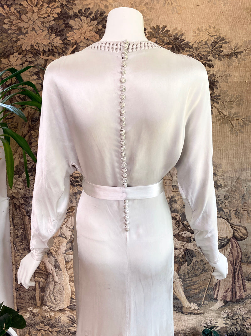 1930s Art Deco Satin Wedding Dress