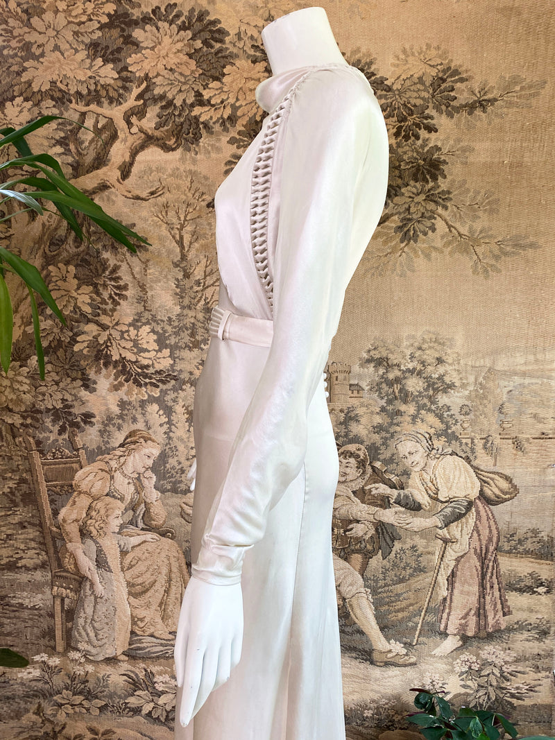 1930s Art Deco Satin Wedding Dress