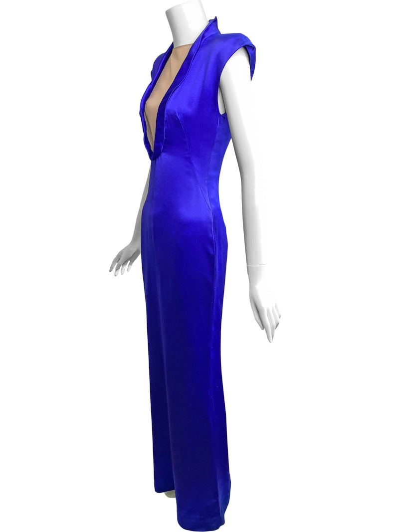 Alexander McQueen 2009 Cobalt Maxi Dress