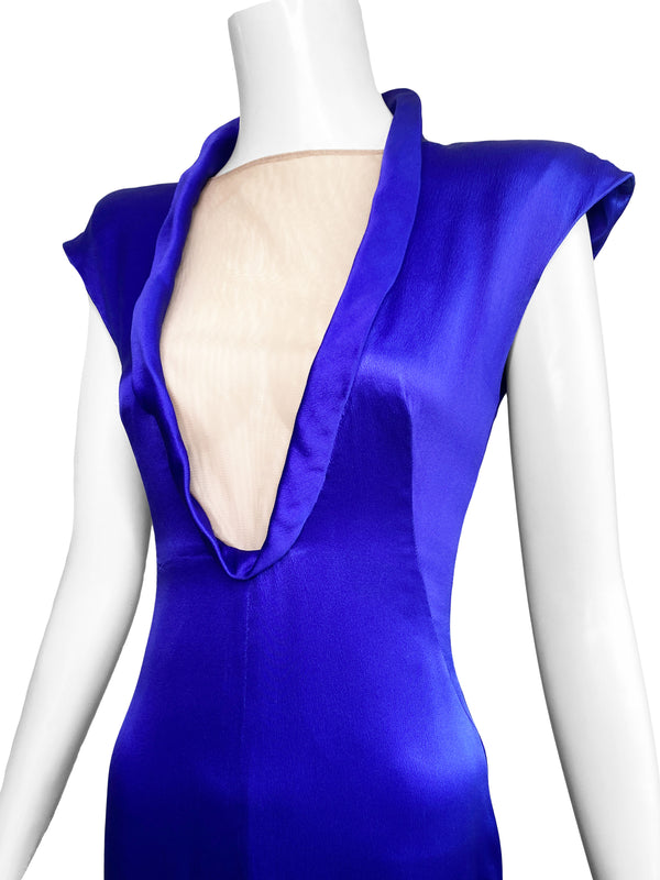 Alexander McQueen 2009 Cobalt Maxi Dress